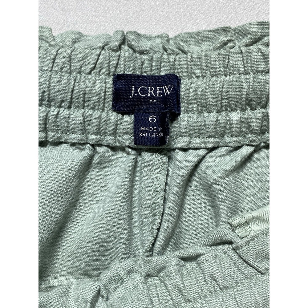 J.CREW Women's Green Linen Cotton Drawstring Wide-Leg Pants 26 Inseam - Picture 7 of 11